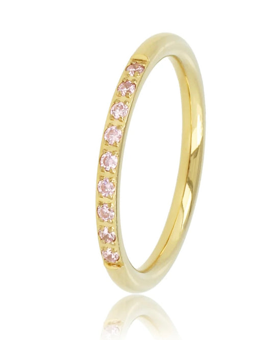 Aanschuifring met roze Zirkonia