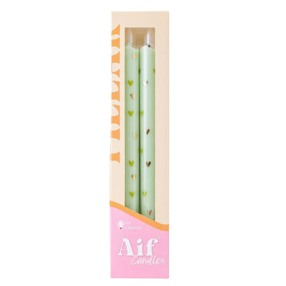 LED Pillar Candle Hearts green-set van 2