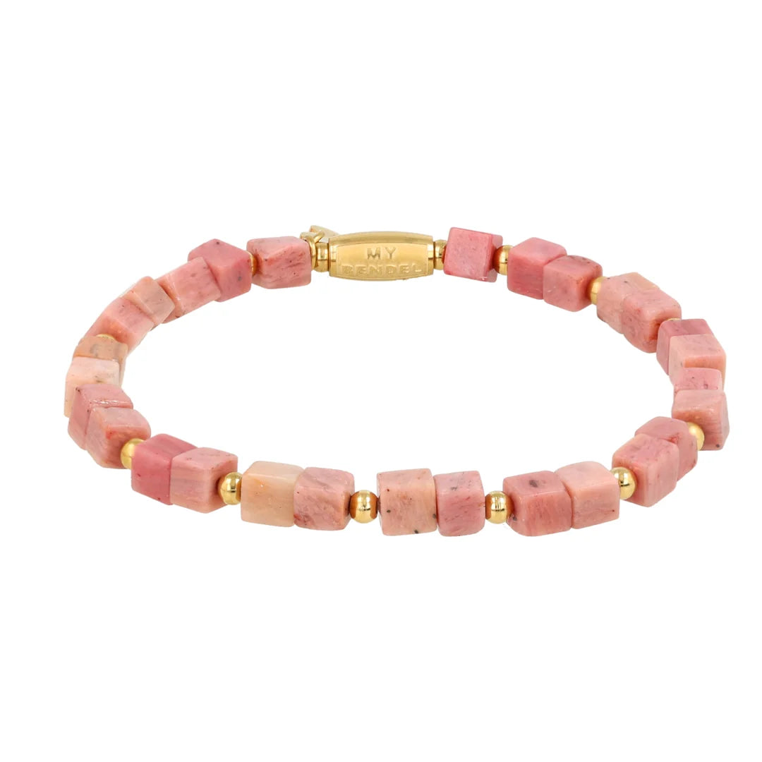 Armband met vierkante kralen-Rhodoniet