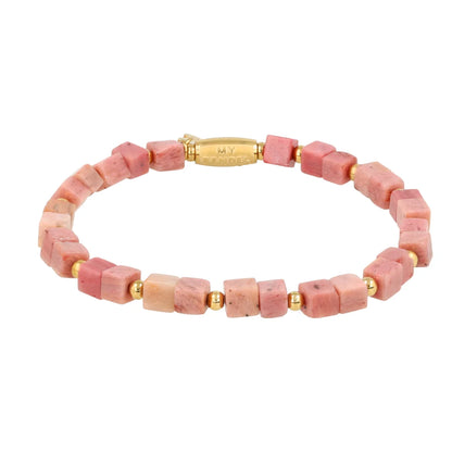 Armband met vierkante kralen-Rhodoniet
