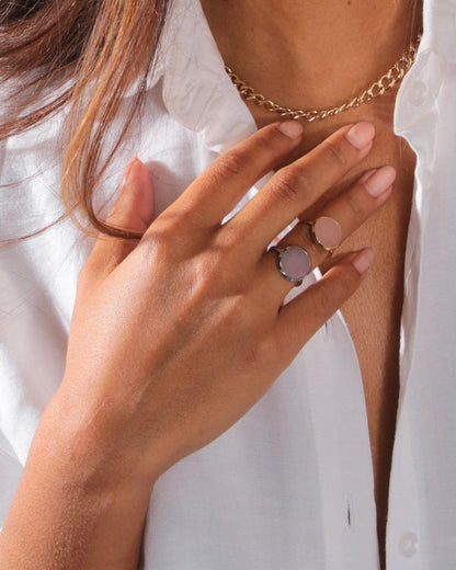 Rhodoniet ring rond zilver
