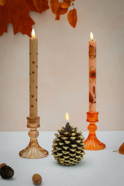 LED Pillar Candle Hearts Sand -set van 2