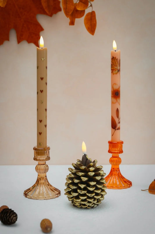 LED Pillar Candle Hearts Sand -set van 2