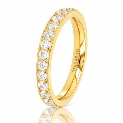 Ring met Zirkonia steentjes 2 mm