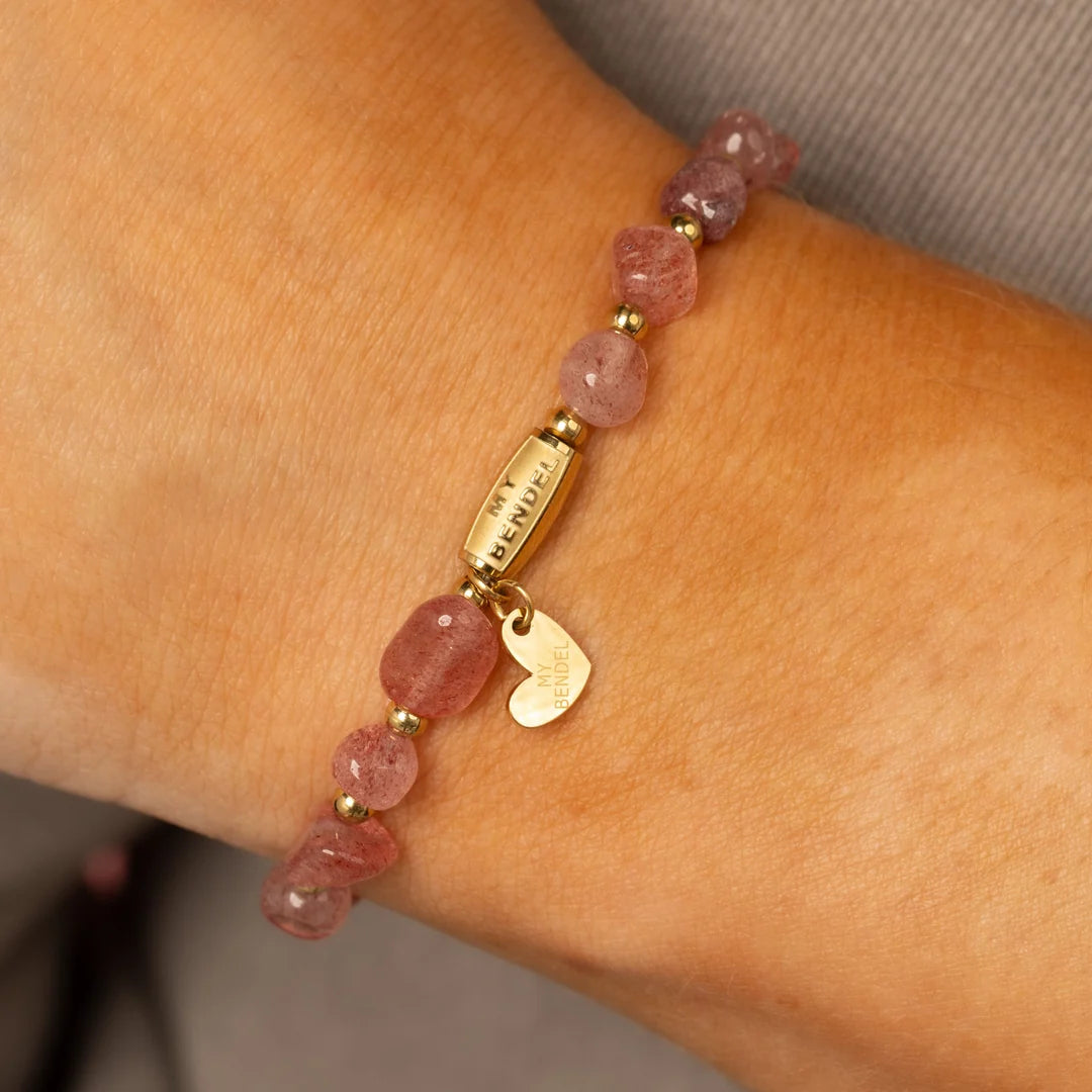 Armband met organische vormen-Aardbeienkwarts