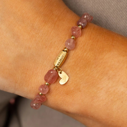 Armband met organische vormen-Aardbeienkwarts