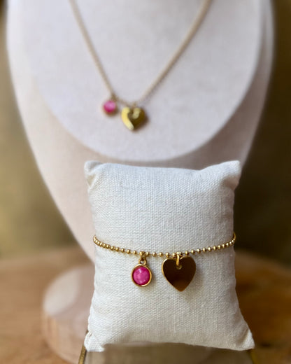 Qoss armband of ketting met hartje