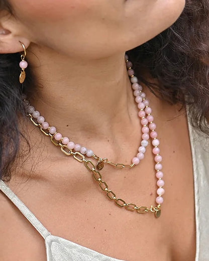 Nyra ketting short Roze Opaal
