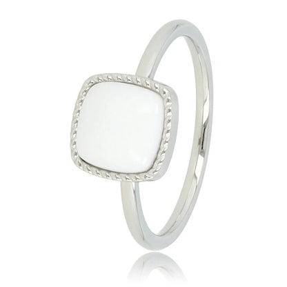 Witte Aventurijn zegelring goud/zilver