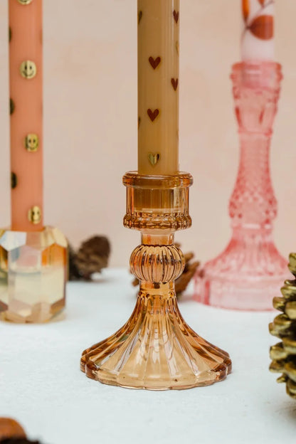 LED Pillar Candle Happy Orange-set van 2