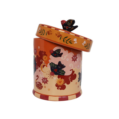 Pot oranje vogels