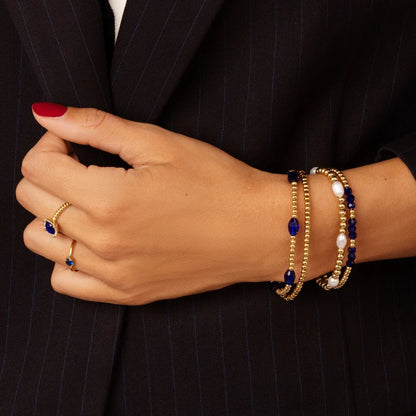 Fijne ring met kleine Zirkonia steen kobalt blauw