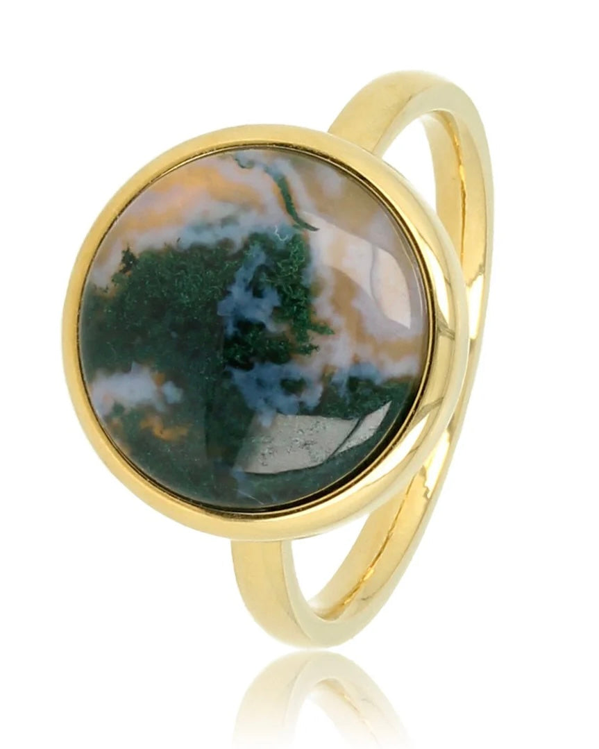 Mosagaat ring rond zilver/goud
