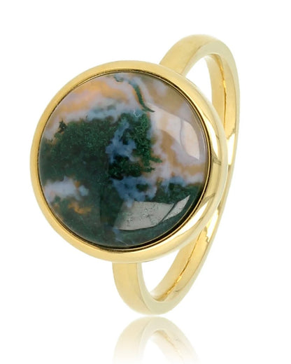 Mosagaat ring rond zilver/goud