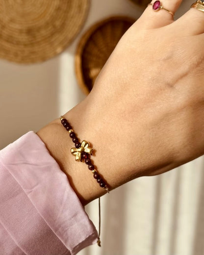 Granaat armbandje met strikje