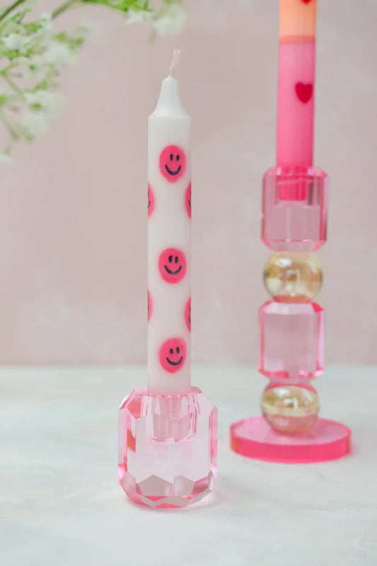 Candle Holder Glass Pink