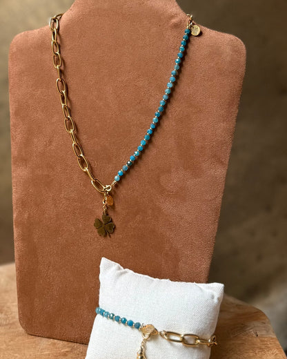 Edelsteen tussenstuk ketting Solid Gold