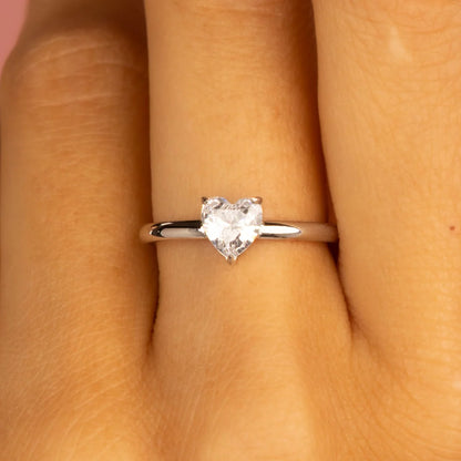 Hartjes ring van Zirkonia zilver