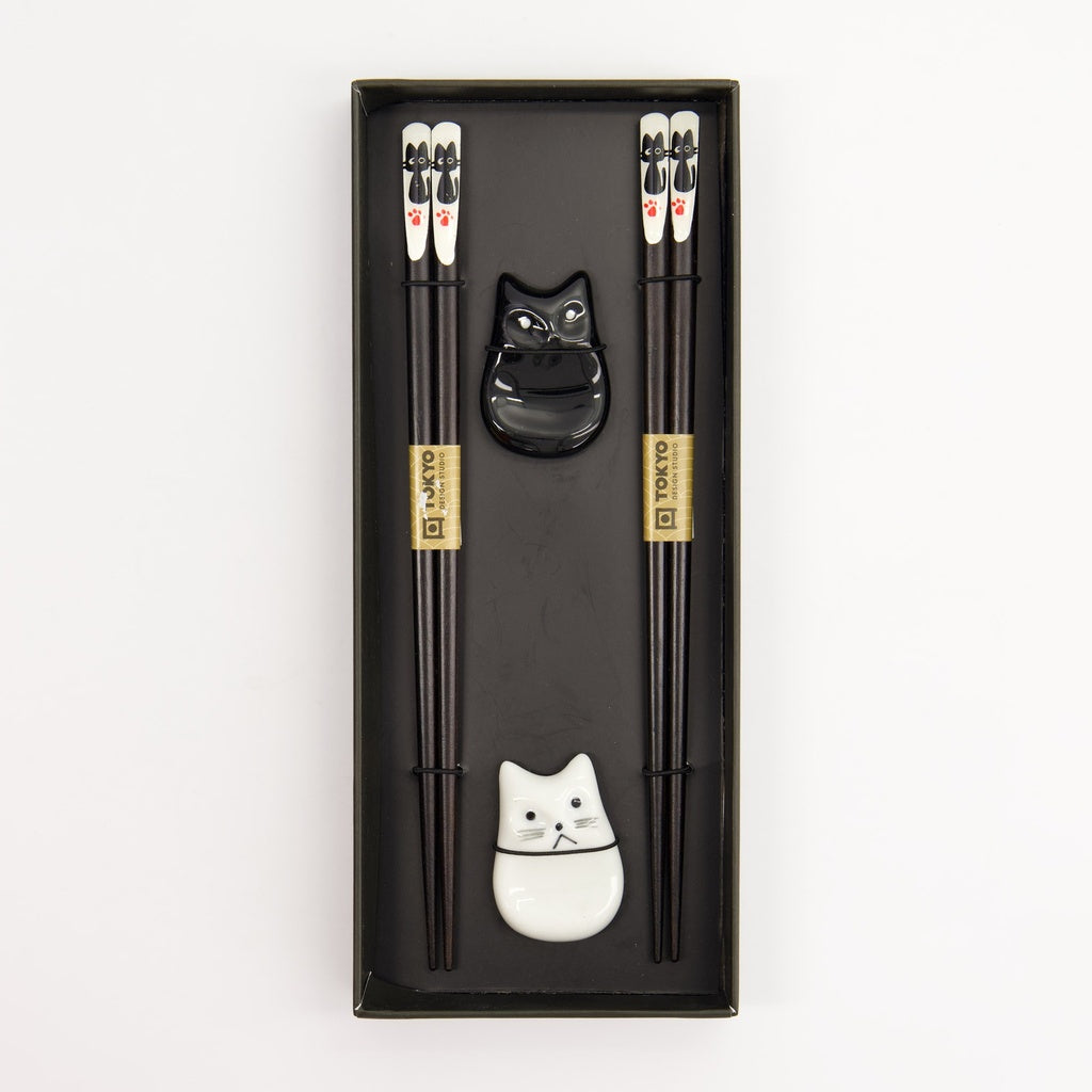 Tokyo Design Studio giftset Chopstick en houders Cat