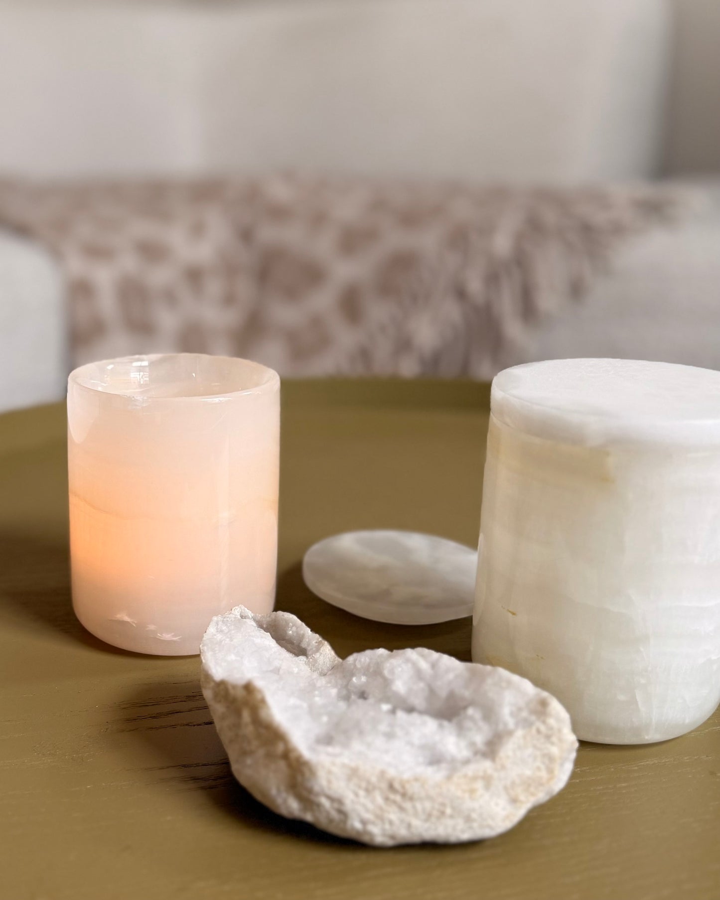 Luxe Onyx kaarshouder met deksel - wit of beige