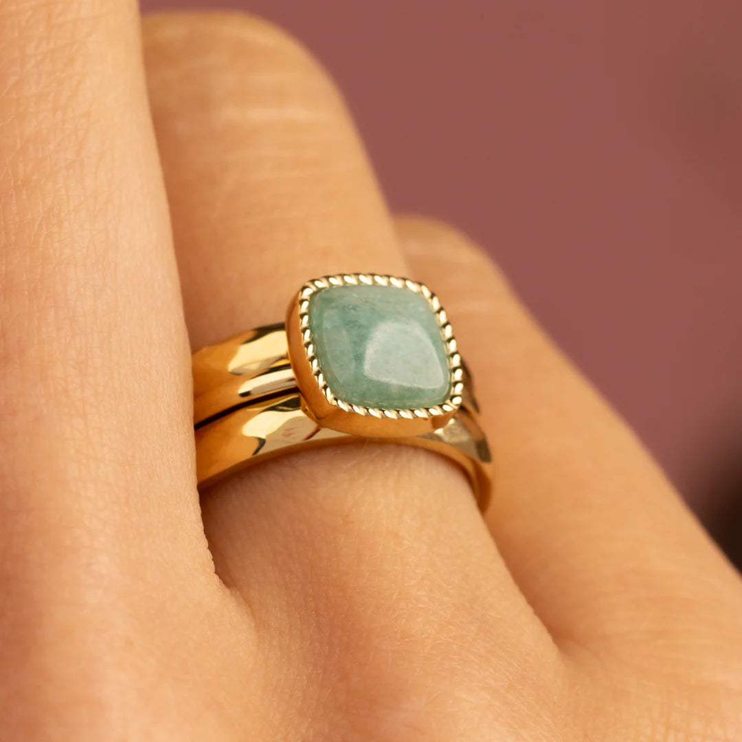 Amazoniet zegelring goud