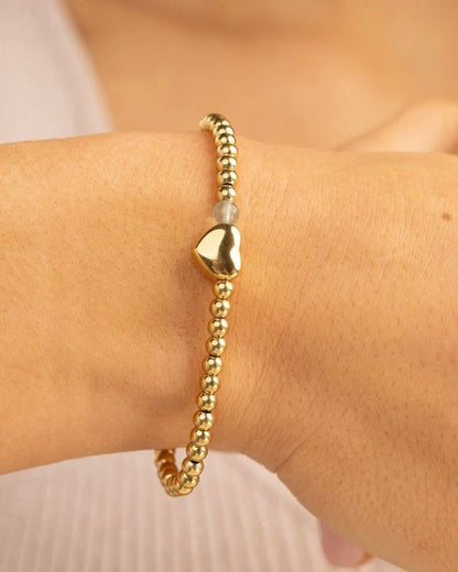 Armband met hartje en groene Fluoriet edelsteen