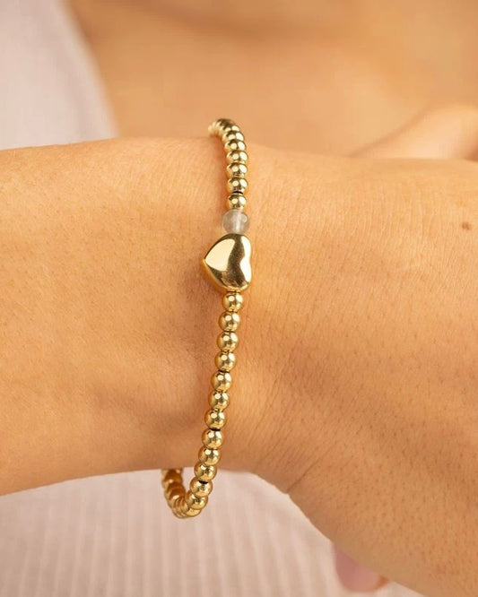 Armband met hartje en groene Fluoriet edelsteen