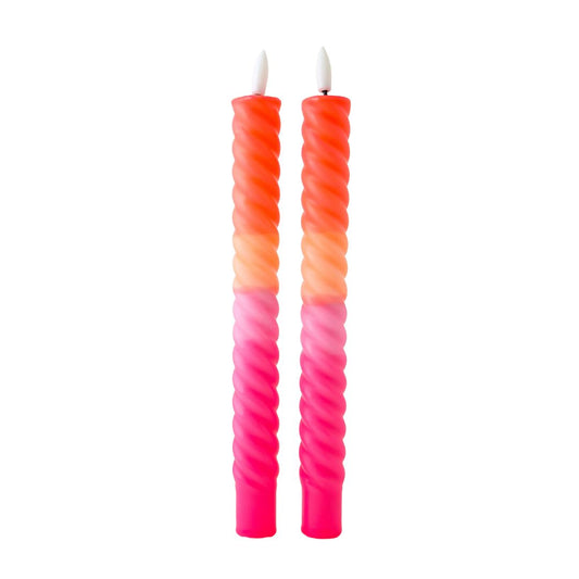 LED Swirl Candle Pink Orange-set van 2