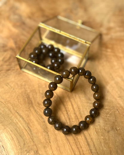 Bronziet heren kralenarmband 10 mm