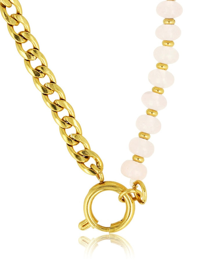Rozekwarts schakelketting goud/zilver
