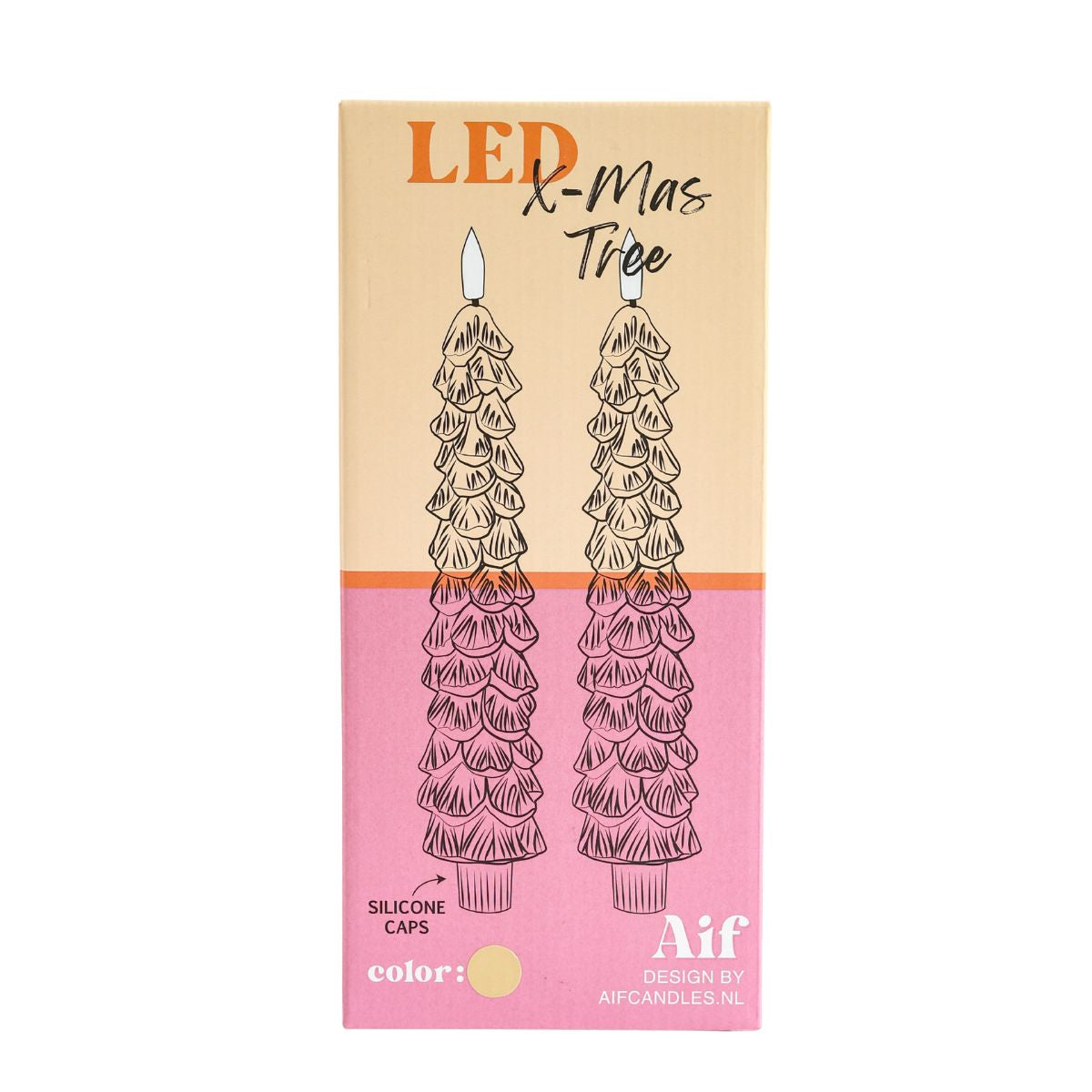 LED Kerstboomkaars Roze-set van 2