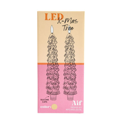LED Kerstboomkaars Roze-set van 2