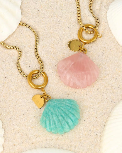 Amazoniet schelp ketting