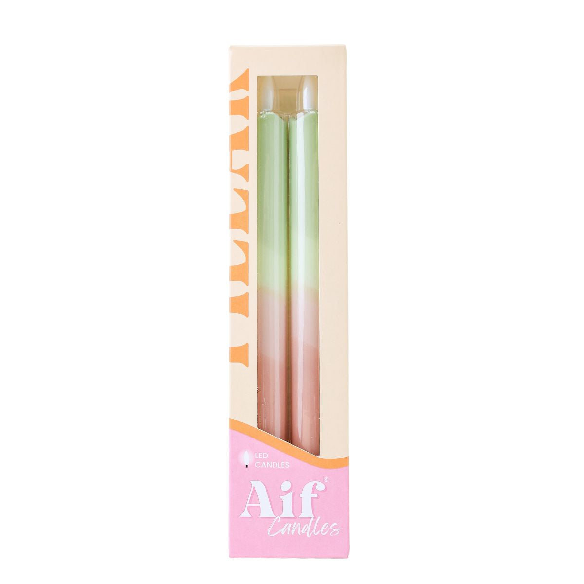 LED Pillar Candle Misty Green-set van 2