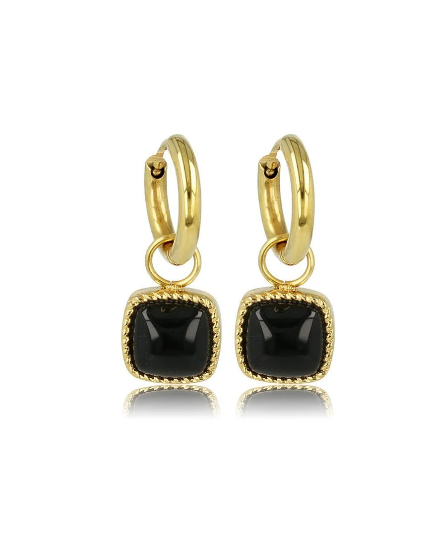 Onyx oorbellen zilver/goud