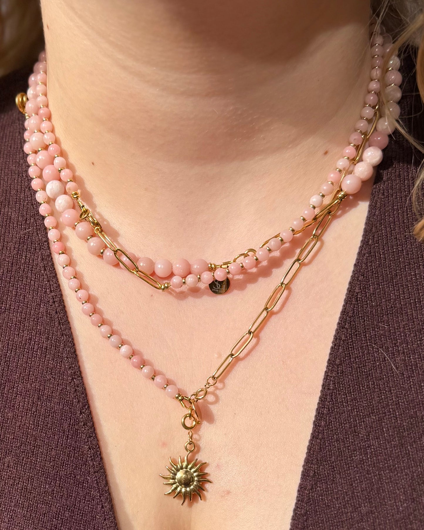 Nyra ketting short Roze Opaal