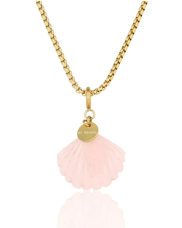 Rozekwarts schelp ketting