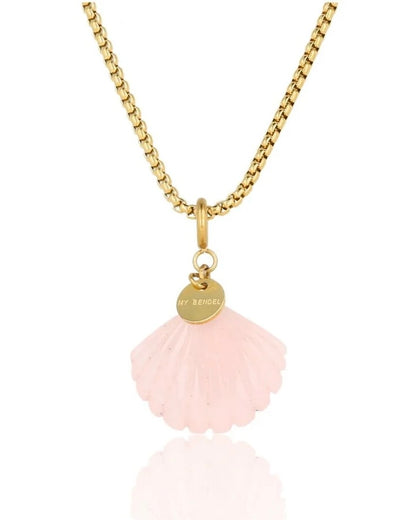 Rozekwarts schelp ketting