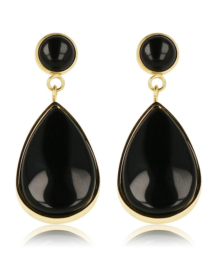 Onyx oorbellen goud