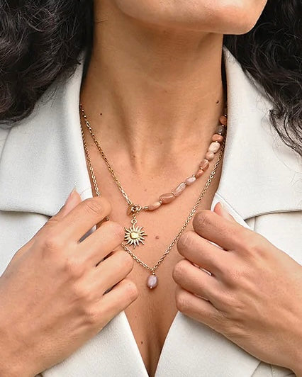 Tussenstuk ketting Zonnesteen 6 mm rond of irregular