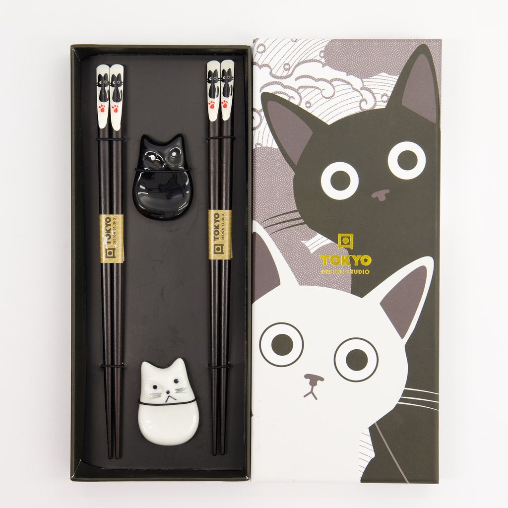 Tokyo Design Studio giftset Chopstick en houders Cat
