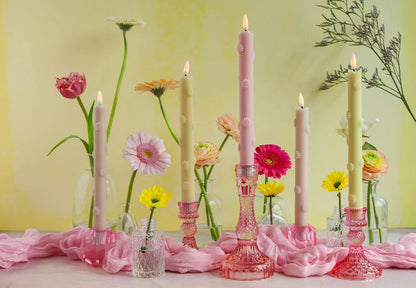 LED Pillar Candle 3D Floral Pink RC-set van 2