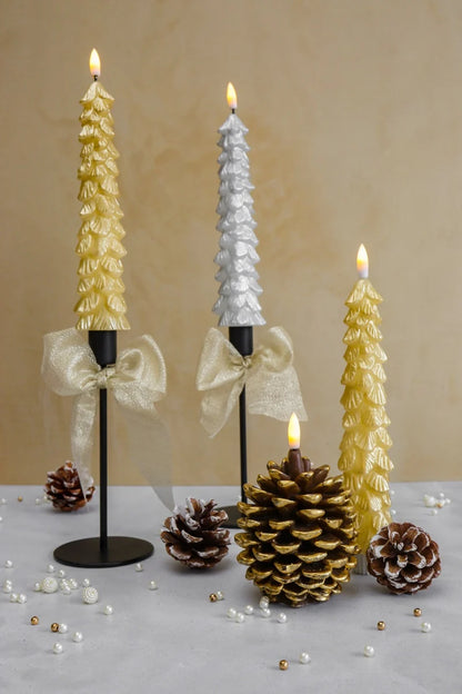 LED Kerstboomkaars Zilver -set van 2