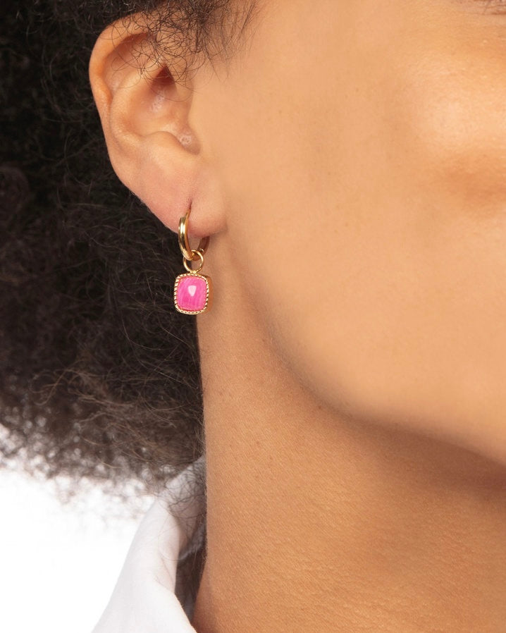 Roze Agaat oorbellen goud