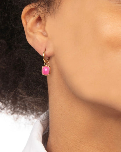 Roze Agaat oorbellen goud