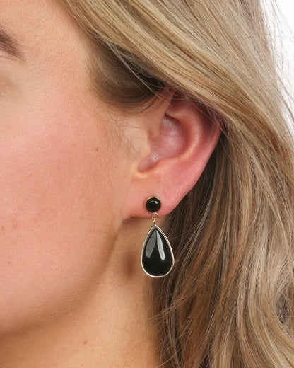 Onyx oorbellen goud