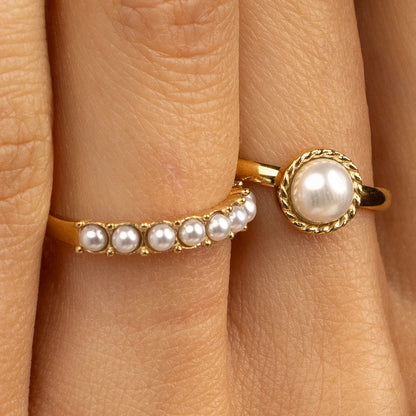 Parel ring met parel en getwist randje