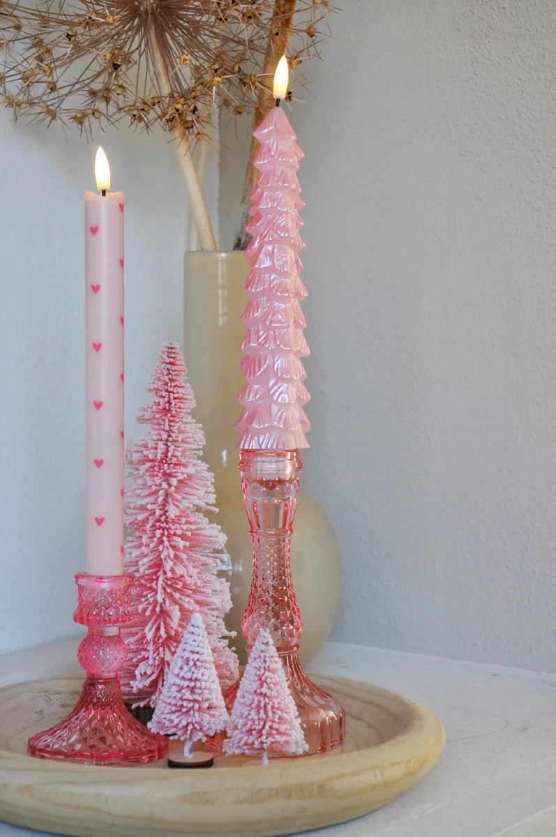 LED Kerstboomkaars Roze-set van 2