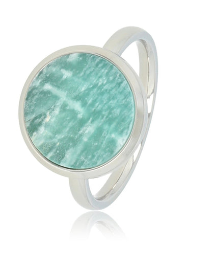 Amazoniet ring rond goud/zilver