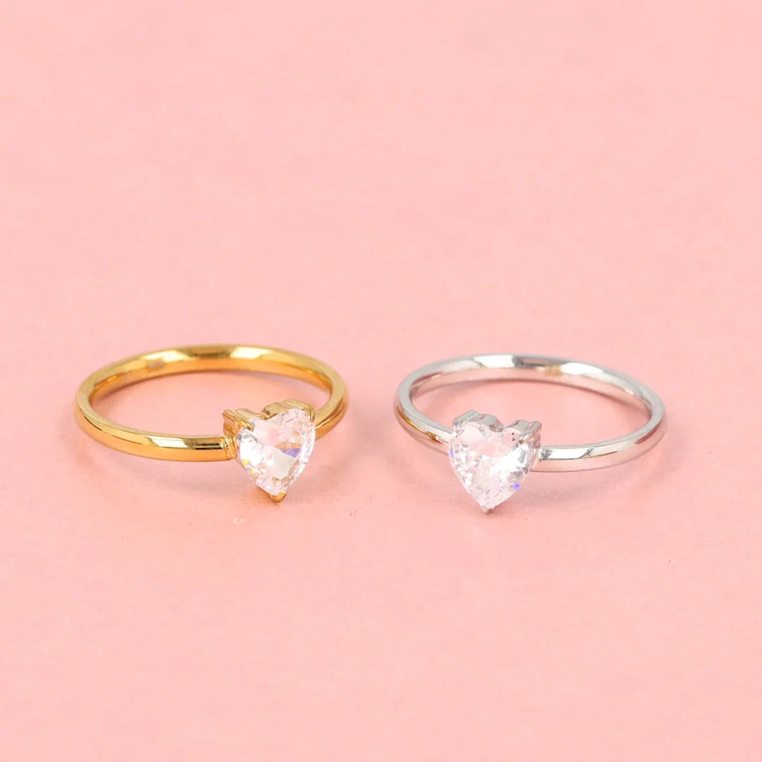 Hartjes ring van Zirkonia zilver